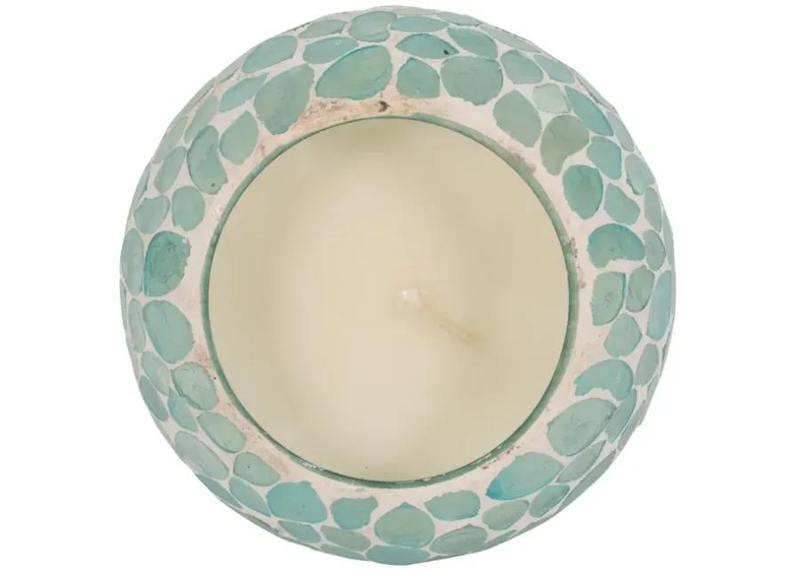 Glass, 5" 19 Oz Mosaic Scented Candle, Light Blue