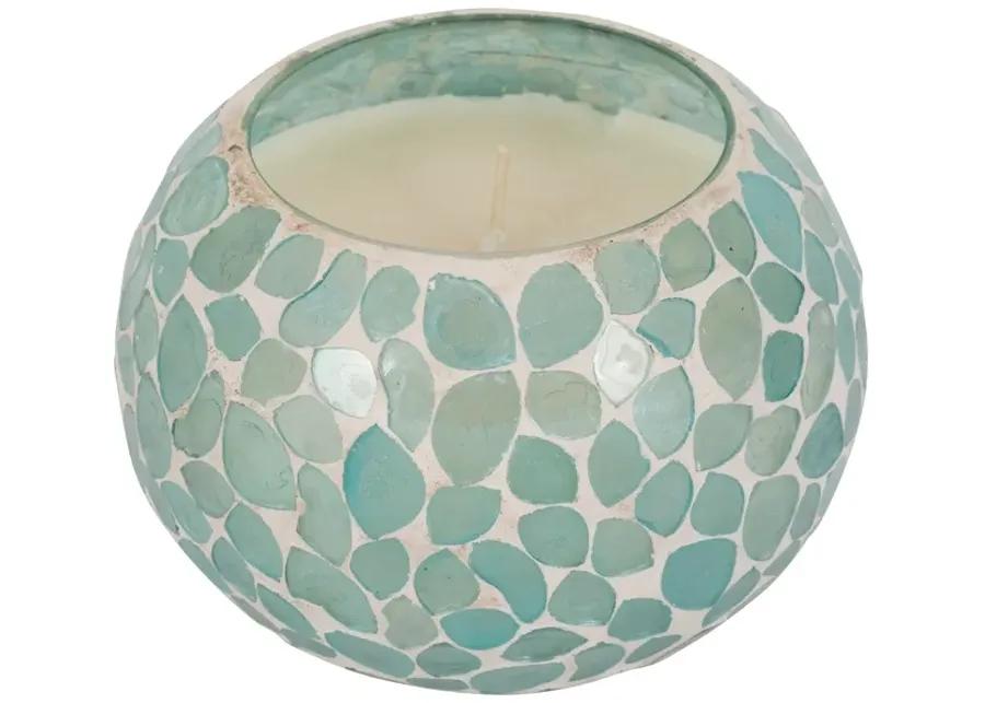 Glass, 5" 19 Oz Mosaic Scented Candle, Light Blue