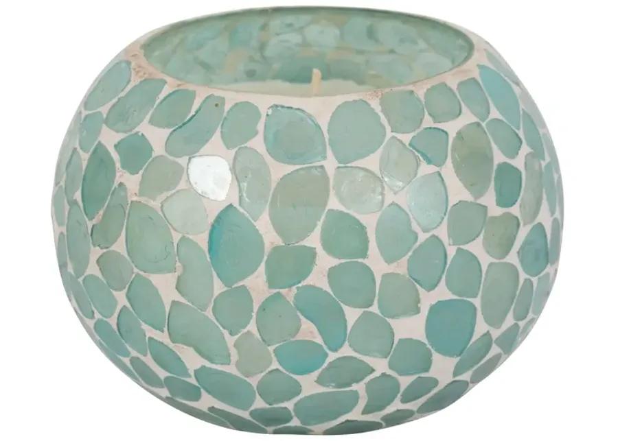 Glass, 5" 19 Oz Mosaic Scented Candle, Light Blue