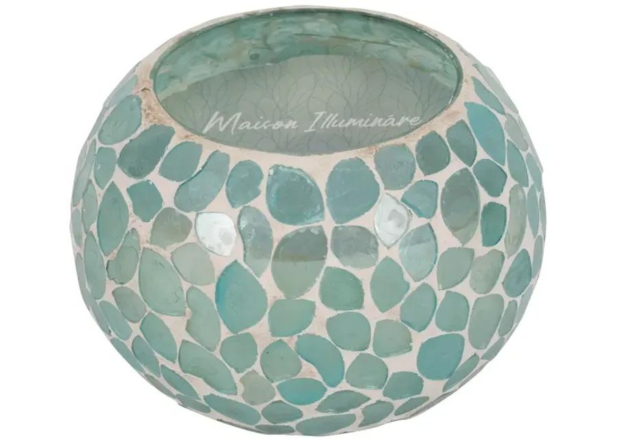 Glass, 5" 19 Oz Mosaic Scented Candle, Light Blue