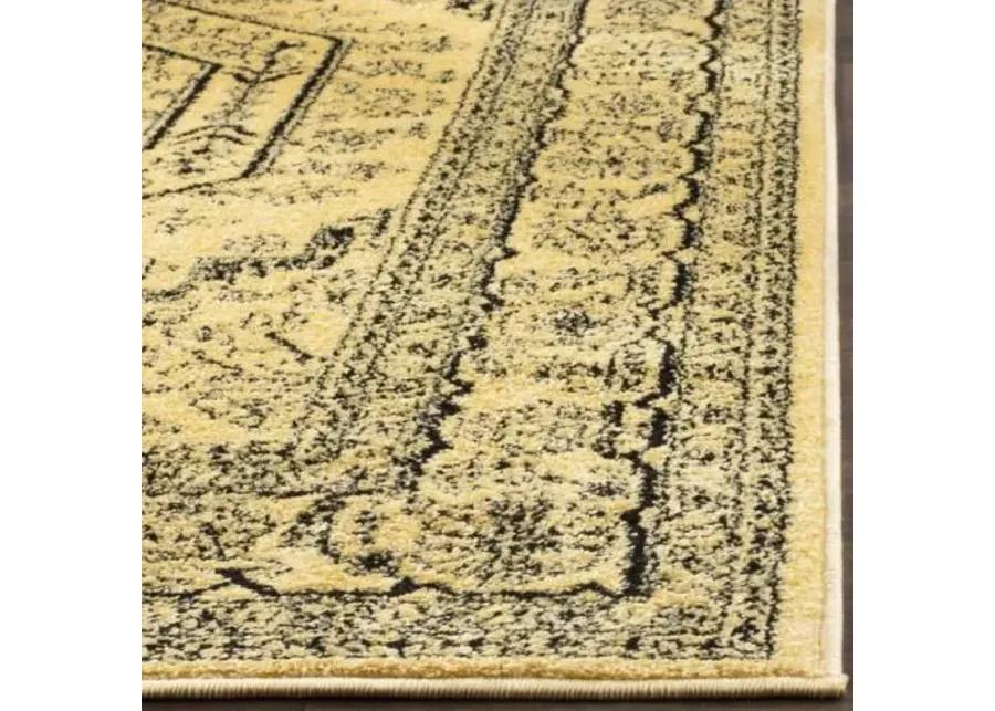 Adirondack Contemporary Gold / Black 4' X 4' Square Powerloomed Rug