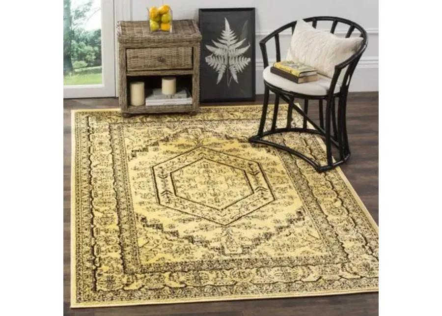 Adirondack Contemporary Gold / Black 4' X 4' Square Powerloomed Rug