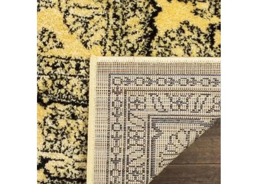 Adirondack Contemporary Gold / Black 4' X 4' Square Powerloomed Rug