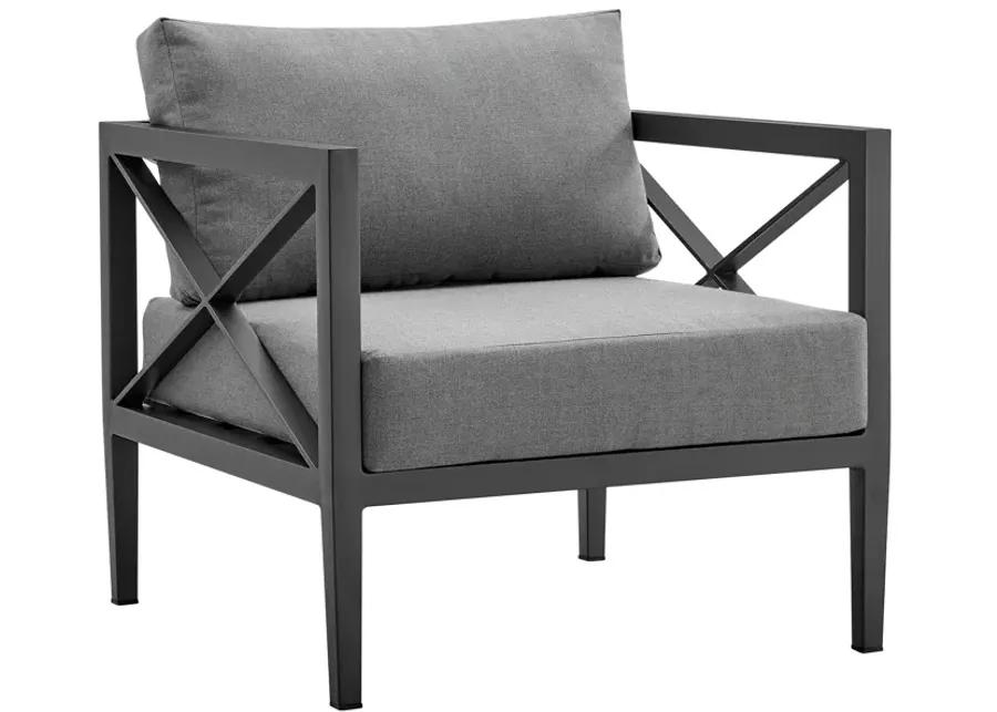 Sonoma Outdoor 4 piece Set in Dark Grey Finish and Dark Grey Cushions