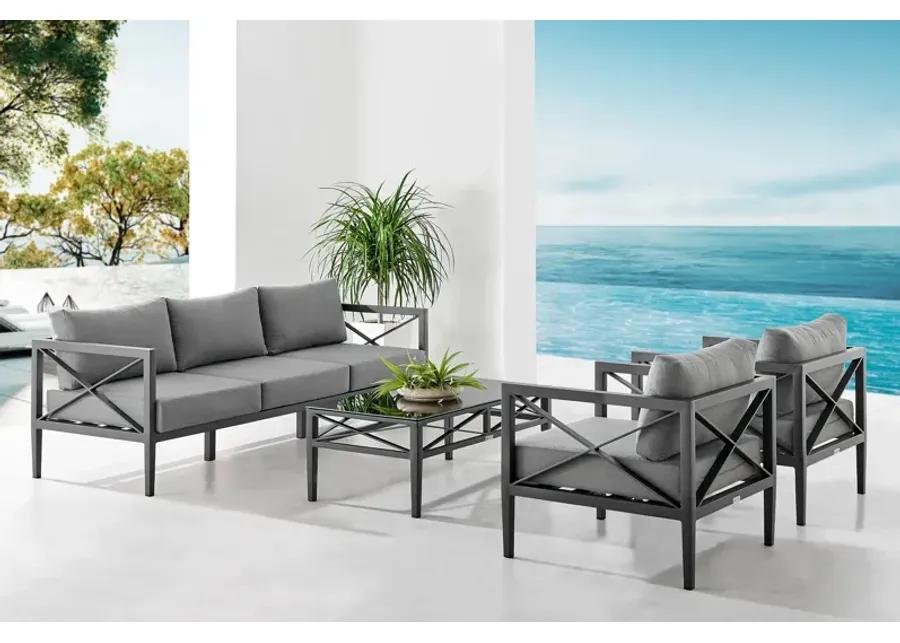 Sonoma Outdoor 4 piece Set in Dark Grey Finish and Dark Grey Cushions