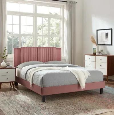 Zahra Channel Tufted Performance Velvet Queen Platform Bed