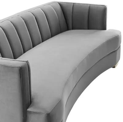 Encompass Channel Tufted Performance Velvet Curved Sofa