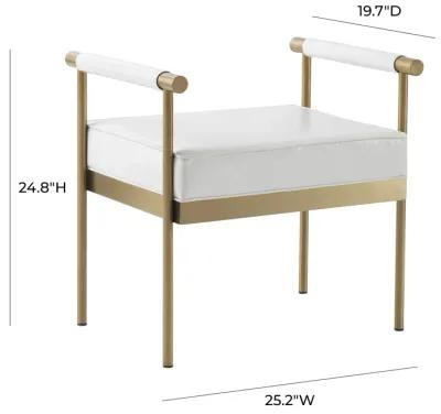 Diva White Vegan Leather Bench