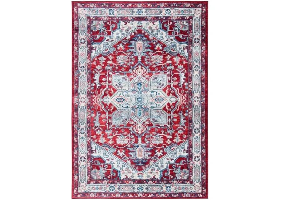 Brentwood 852 Red / Ivory 4' X 6' Small Rectangle Powerloomed Rug