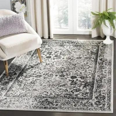 Adirondack Contemporary Grey / Black 2'-6" X 12' Powerloomed Rug