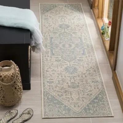 LINDEN 138 Collection LND138K-28 Aqua / Cream 2'-2" X 8'