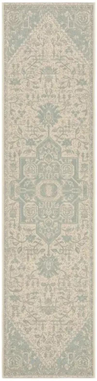 LINDEN 138 Collection LND138K-28 Aqua / Cream 2'-2" X 8'