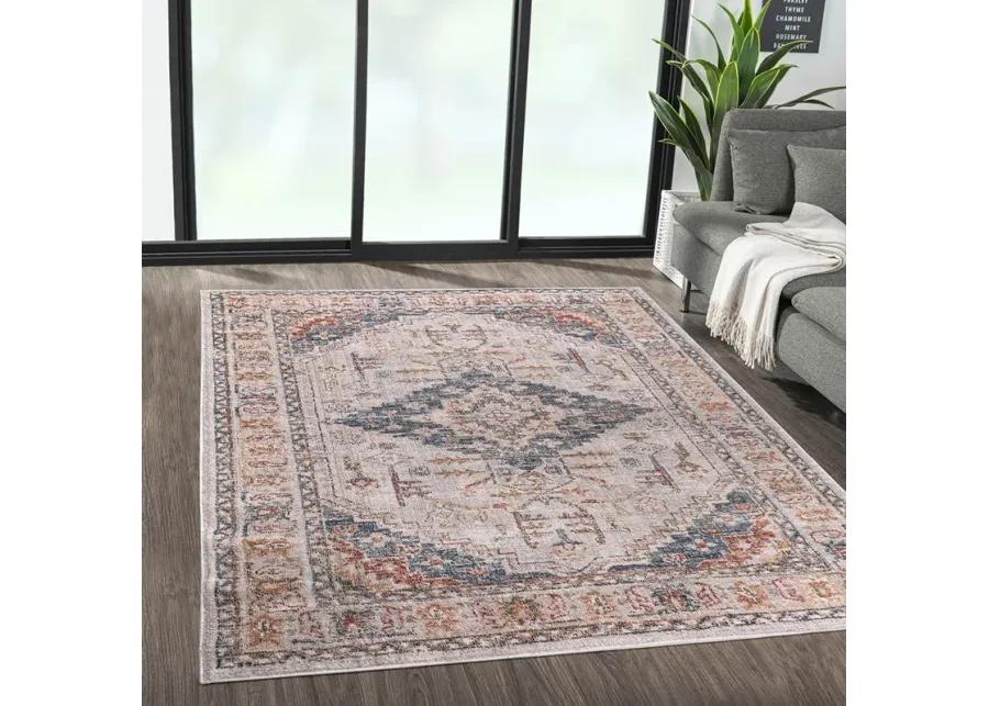 Madison Park Jasmine Orange Multi Vintage Medallion Woven Area Rug