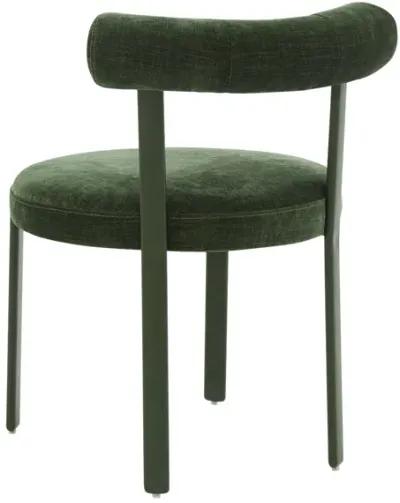 Margaret Forest Green Textured Velvet Bolster Back Dining Chair