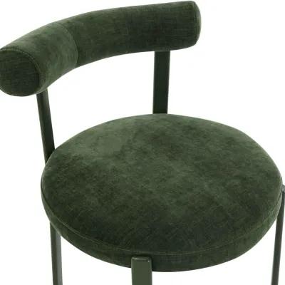 Margaret Forest Green Textured Velvet Bolster Back Dining Chair