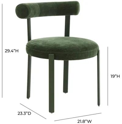 Margaret Forest Green Textured Velvet Bolster Back Dining Chair