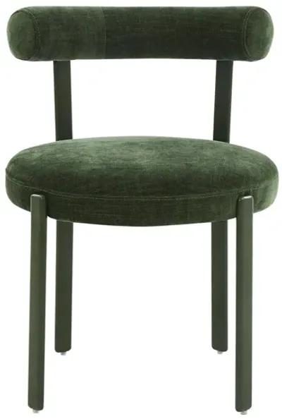 Margaret Forest Green Textured Velvet Bolster Back Dining Chair