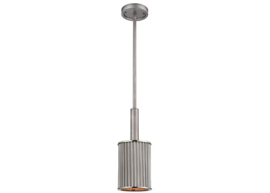 Corrugated Steel 6" Wide 1-Light Mini Pendant - Weathered Zinc