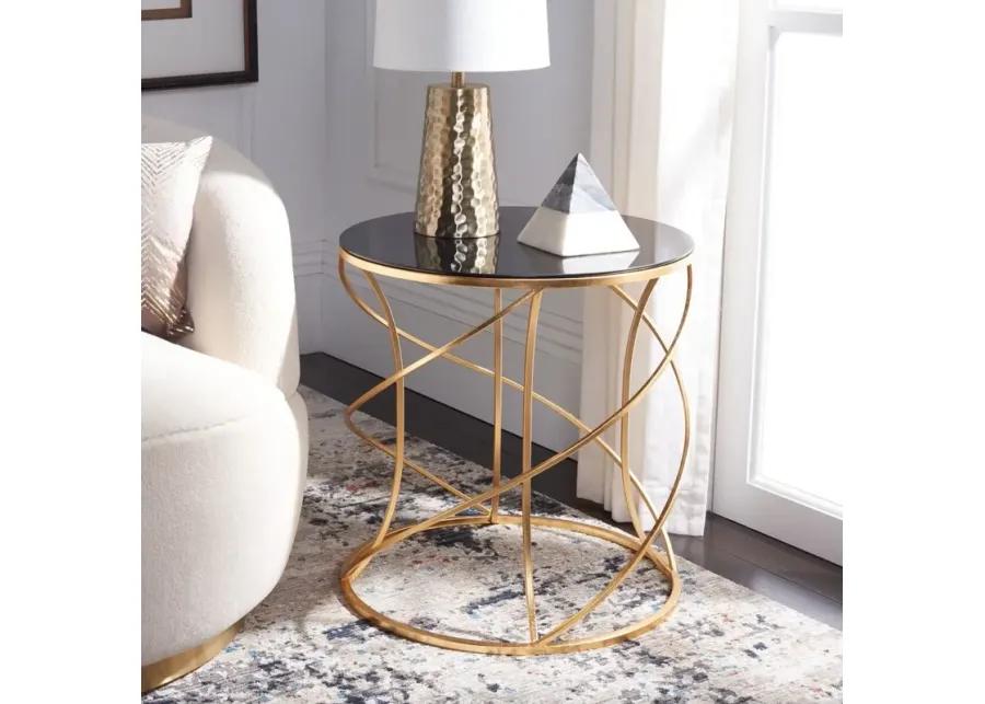 CAGNEY GLASS TOP ROUND ACCENT TABLE