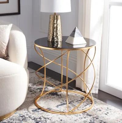 CAGNEY GLASS TOP ROUND ACCENT TABLE