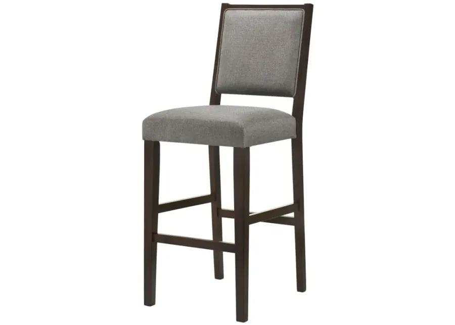 Bedford Upholstered Open Back Bar Stools with Footrest (Set of 2) Grey and Espresso