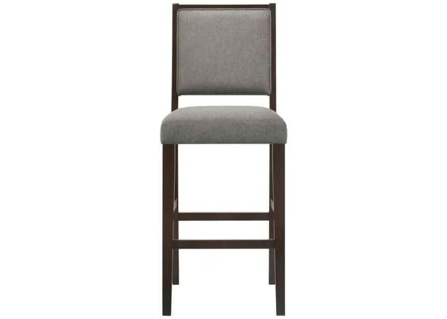 Bedford Upholstered Open Back Bar Stools with Footrest (Set of 2) Grey and Espresso