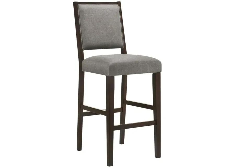 Bedford Upholstered Open Back Bar Stools with Footrest (Set of 2) Grey and Espresso