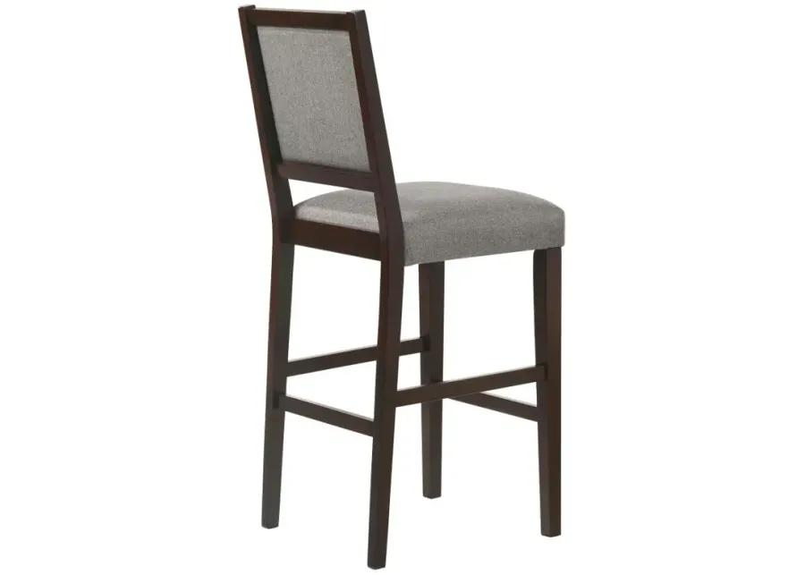 Bedford Upholstered Open Back Bar Stools with Footrest (Set of 2) Grey and Espresso