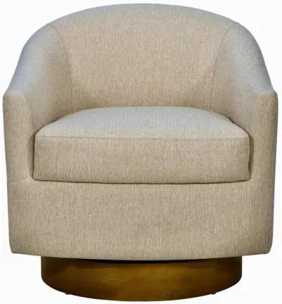 Upholstered Swivel Chair with Wood Base