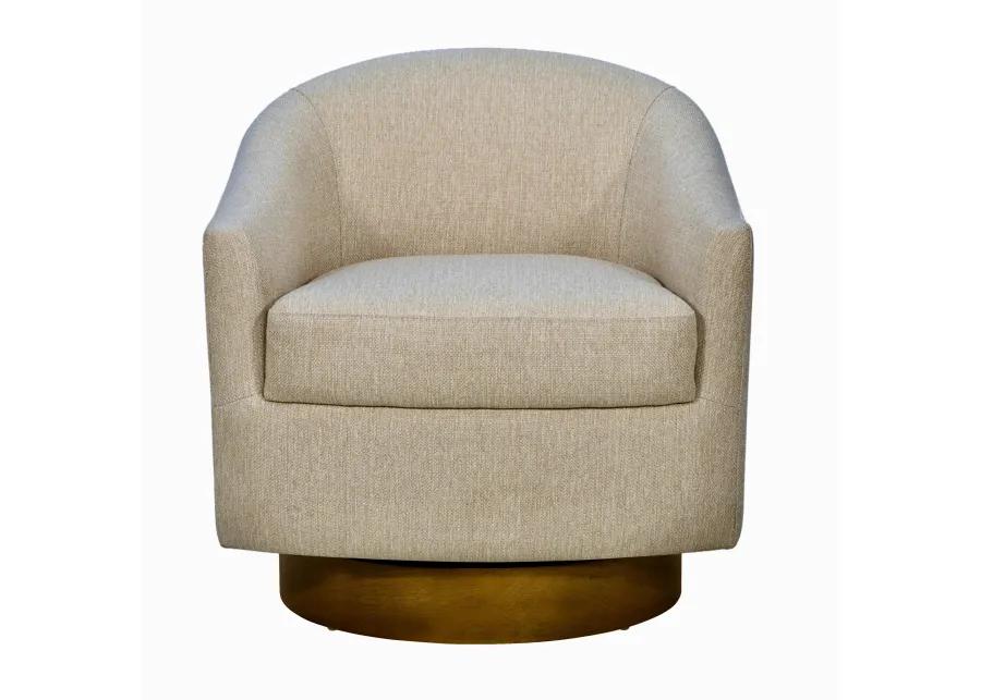 Upholstered Swivel Chair with Wood Base