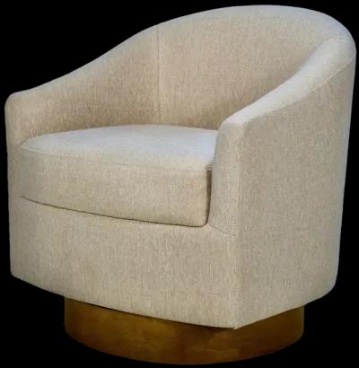 Upholstered Swivel Chair with Wood Base