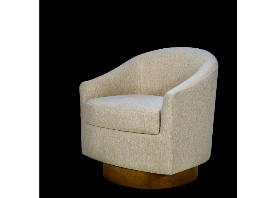 Upholstered Swivel Chair with Wood Base