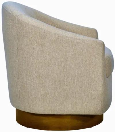 Upholstered Swivel Chair with Wood Base