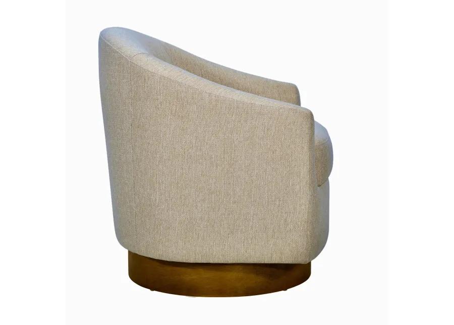 Upholstered Swivel Chair with Wood Base