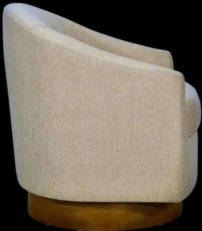 Upholstered Swivel Chair with Wood Base