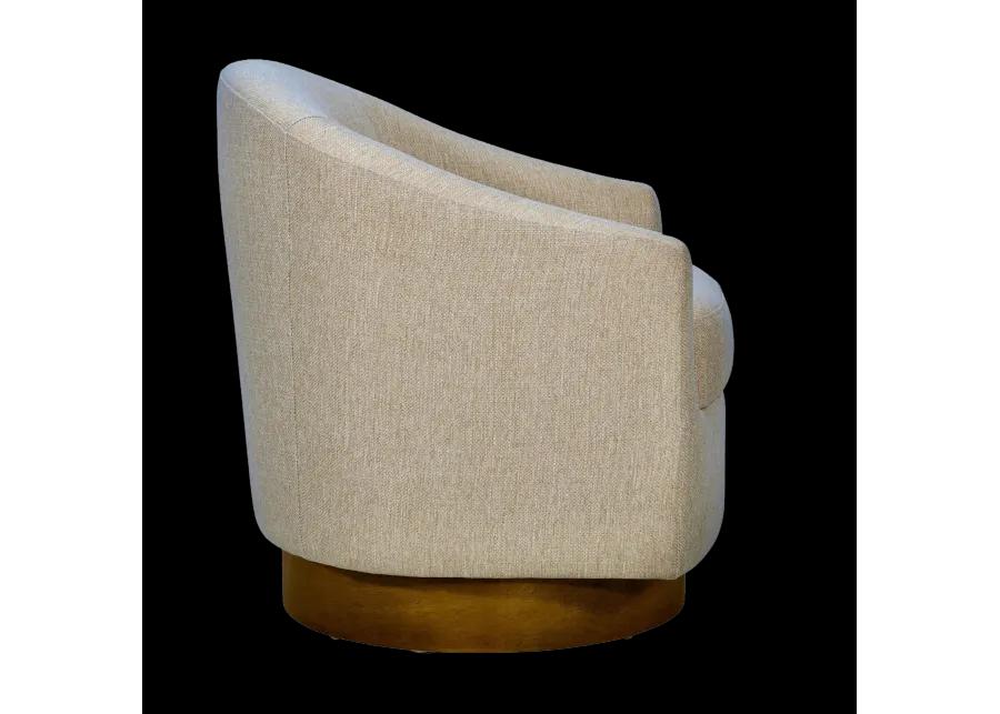 Upholstered Swivel Chair with Wood Base