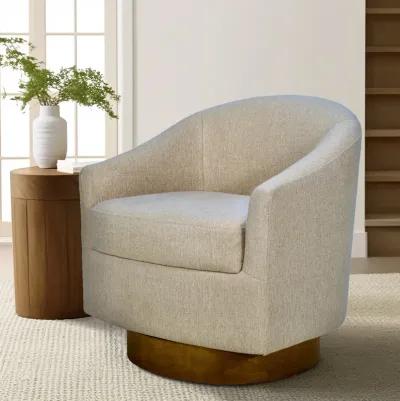 Upholstered Swivel Chair with Wood Base