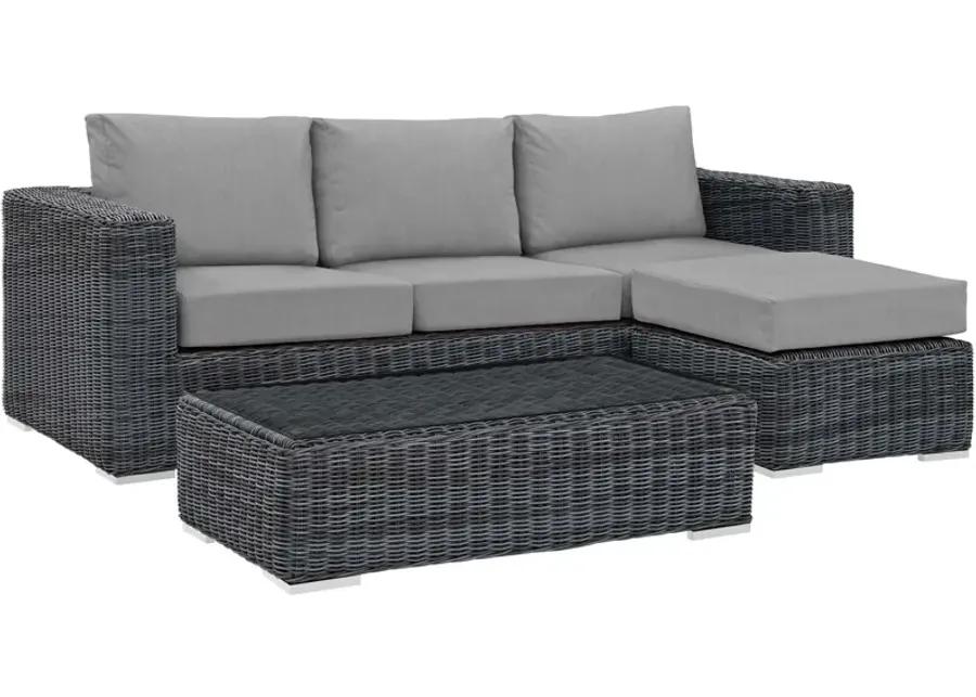 Summon 3 Piece Outdoor Patio Sunbrella® Sectional Set