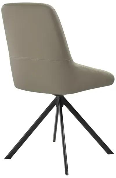 Maverick Swivel Upholstered Dining Chair in Taupe Gray Faux Leather with Black Metal Legs - Set of 2