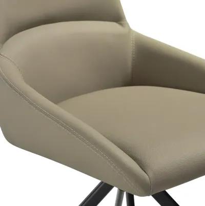 Maverick Swivel Upholstered Dining Chair in Taupe Gray Faux Leather with Black Metal Legs - Set of 2