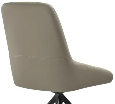 Maverick Swivel Upholstered Dining Chair in Taupe Gray Faux Leather with Black Metal Legs - Set of 2