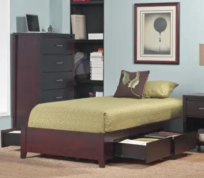 Simple Twin-size Platform Storage Bed in Espresso