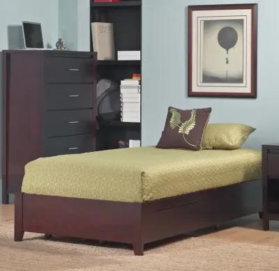 Simple Twin-size Platform Storage Bed in Espresso