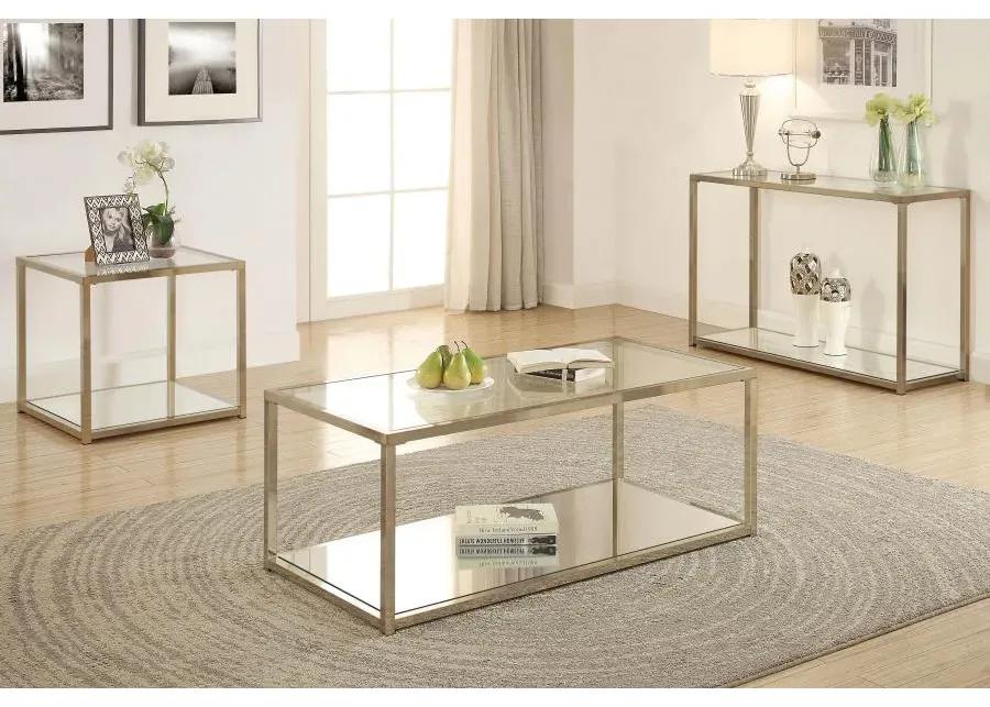 Cora End Table with Mirror Shelf Chocolate Chrome