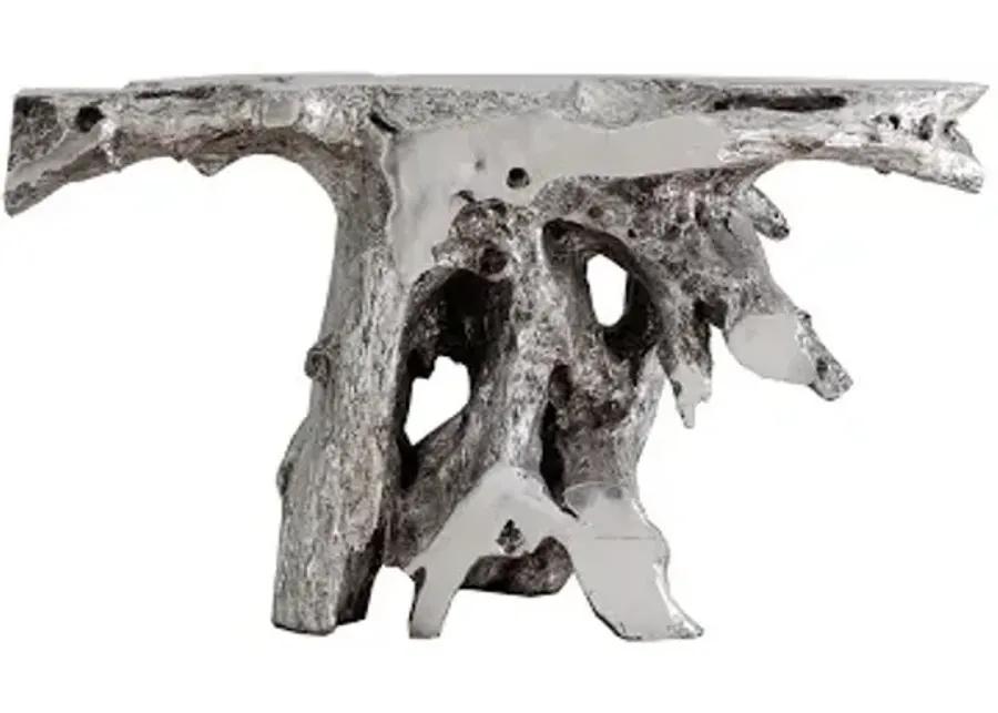 brivo freeform console table, silver leaf