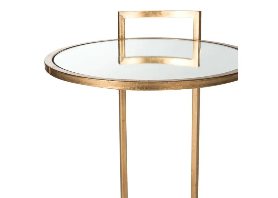 CALVIN ROUND GOLD LEAF END TABLE