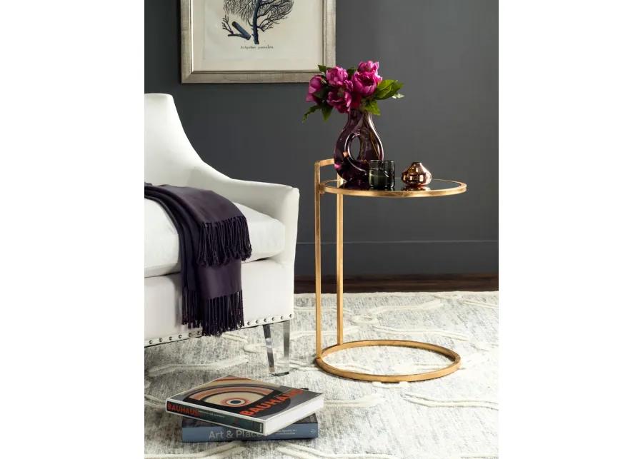 CALVIN ROUND GOLD LEAF END TABLE