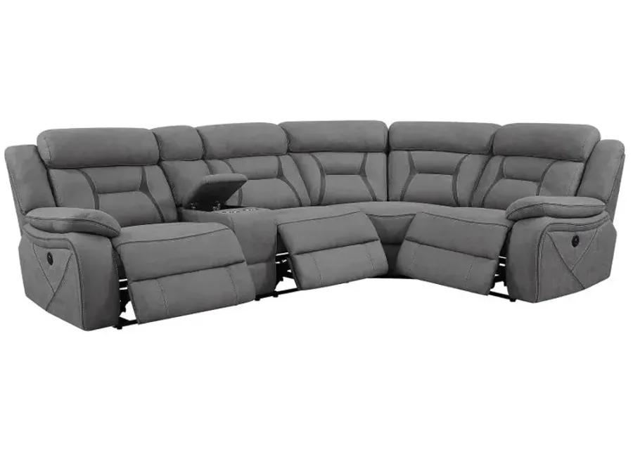 Higgins 4-piece Upholstered Power Sectional Grey