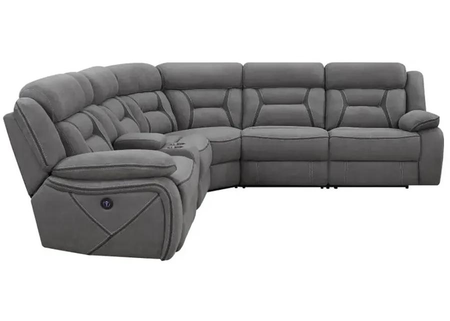 Higgins 4-piece Upholstered Power Sectional Grey