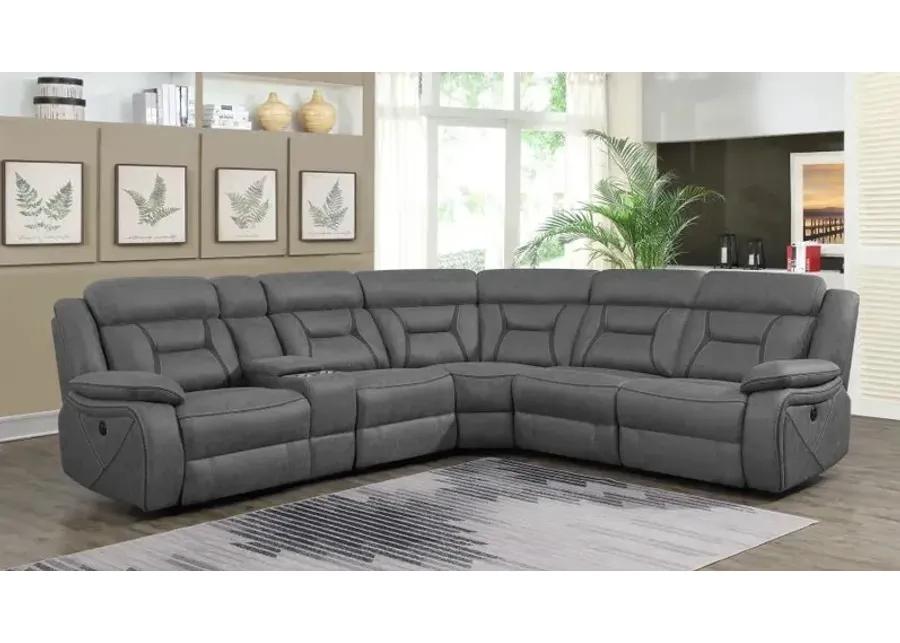 Higgins 4-piece Upholstered Power Sectional Grey